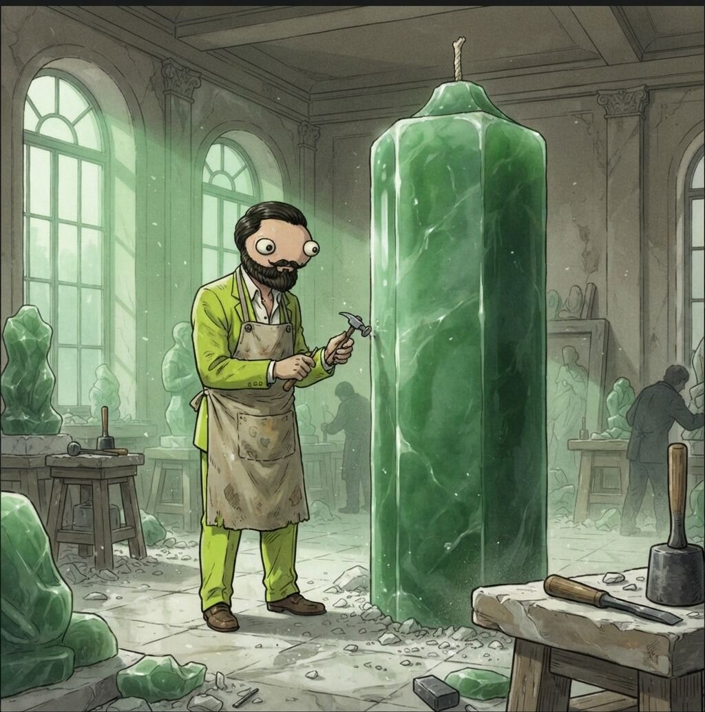 Volad sculpting the perfect green candle